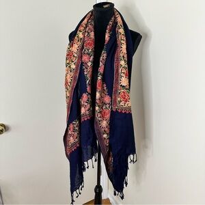 Ahujasons Floral Embroidered Scarf One Size